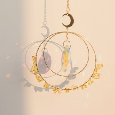 Suncatcher Gemstone Citrine Stone - Kristal Zonnevanger - Raamdecoratie - Citrien - Edelsteen - Spiritueel - Boho - Bohemian