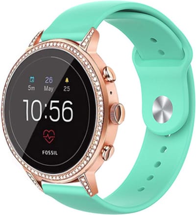Strap-it Siliconen sport bandje 18mm met druksluiting - geschikt voor Fossil Gen 5e 42mm / Gen 6 42mm - Huawei Watch GT 4 - 41mm - Watch GT 5 - 41mm / GT 5 Pro - 42mm - Withings ScanWatch 2 - 38mm / ScanWatch Light / Steel HR - 36mm - aqua