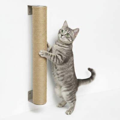 60 cm Wandkrabpaal - Katten Krabpaal met Muurbevestiging - Wandkrabber Klimboom Sisal en Bambou
