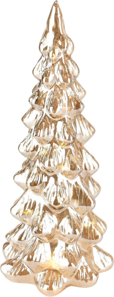 Dekoratief | Deco boompje, goud, glas, LED, 14x14x30cm | A235433