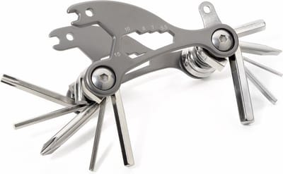 Troika 339 Multitool voor fietsen, met 18 functies, inbussleutels (1/1,5/2/3/4/5/6 mm), platte schroevendraaier, kruiskopschroevendraaier, Torx-schroevendraaier (T15), dopsleutels (5,5/7/8/10 mm), spaaksleutel, steeksleutel (3/15 mm)