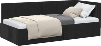 vidaXL - Hoek - Bed - Frame - Zwart - 90 - x - 190 - cm - Fluweel