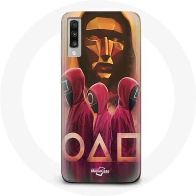 Coque pour Samsung Galaxy A70 Squid Game Masques Triangle carré et Cercle dessin
