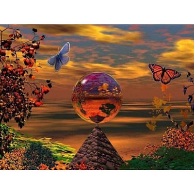 5D diamant broderie pyramide et boule diamant peinture pleine ronde mosaïque point de croix couture 20X30CM brown