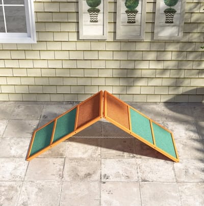 HAUSS SPOLE Loopplank – 173 X 59 X 66 Cm – Verstelbare Hoogte En Inklapbaar – Dennenhout – Oranje En Groen – Antislip Agilitytraining