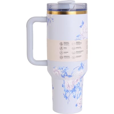 40 Oz Bingba Beker Bloemenserie 3D-print Dubbele Handgreep Auto 304 Roestvrij Staal Auto Beker 40OZ