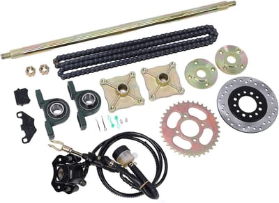 25,5 inch GO Kart Achteras Ketting Schijf Kit met Verbeterde Grip, Rem en Tandwiel voor ATV en Quad Gebruik