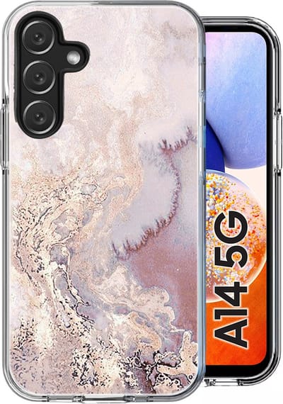 Hoesje geschikt voor Samsung Galaxy A14 - Back Cover Marmer Siliconen Case Roze