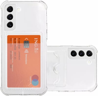 Lennexo Hoesje Met Pashouder Geschikt Voor Samsung S21 Hoesje - Transparant Siliconen Hoesje - Shockproof Case