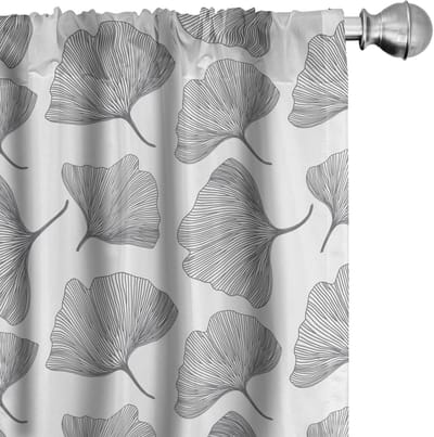 ABAKUHAUS Gingko Voorhangen – 2x 150x245 cm – Mikrofaser – Halfdonkerend – Zwart-Wit