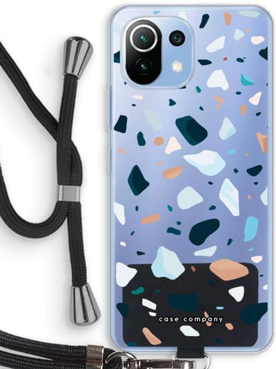 Case Company® - Hoesje met koord geschikt voor Xiaomi Mi 11 Lite hoesje met Koord - Terrazzo N°13 - Telefoonhoesje met Zwart Koord - Bescherming aan alle Kanten en Over de Schermrand