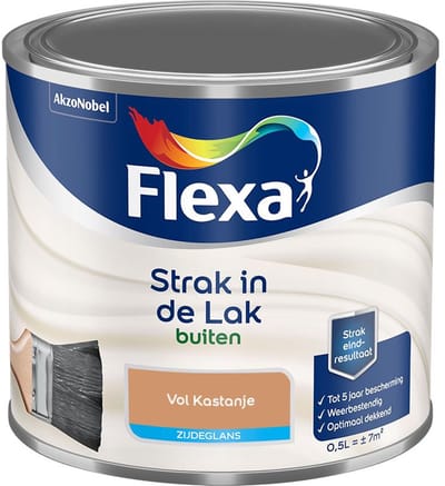 Flexa - Strak In De Lak Buitenlak Zijdeglans - Vol Kastanje - Mengverf - 500 Ml