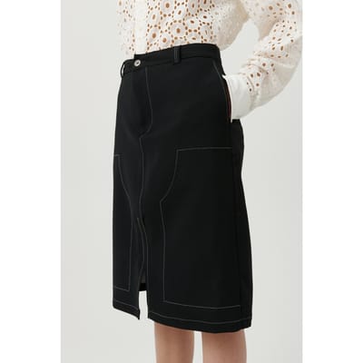 Soulland Deen Skirt Black Maat: XXS/XS | Midi Rokken Outlet | Unisex | Zwart