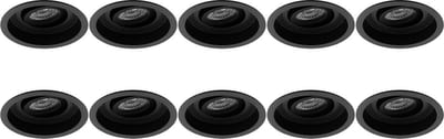 Spot Armatuur 10 Pack - Pragmi Domy Pro - GU10 Inbouwspot - Rond - Zwart - Aluminium - Verdiept - Kantelbaar - Ø105mm