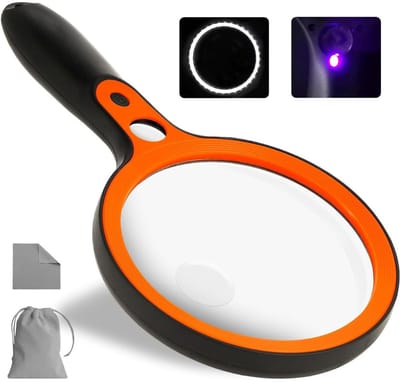 Vergrootglas Met Verlichting - Loeplamp met Led Verlichting - Zwart en Oranje