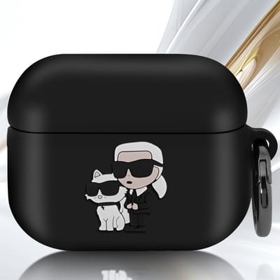 Karl Lagerfeld, Hoesje geschikt voor AirPods Pro - NFT Siliconen met Ring & Anti-Shock, Zwart