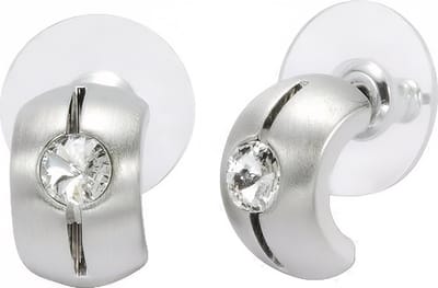 Behave - Oorringen Dames - Oorstekers - Mat zilverkleur - Steentje - 1cm