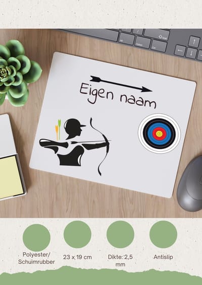 Akyol - boogschieten met eigen naam - Muismat - Sport - boogschieters - cadeau - verjaardag - geschenk - gepersonaliseerde jongens en meisjes - 23 bij 19 cm