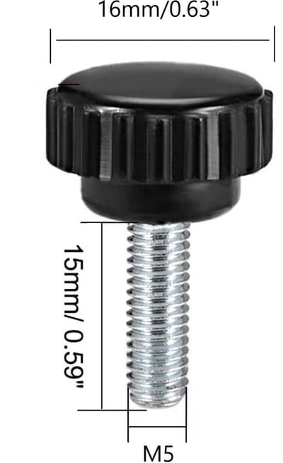 Dailygoods- Klemknoppen Gekarteld - Duimschroef M5 x 15mm - 6 Stuks - Draaibankaccessoires - Bakeliet/Koolstofstaal - Slijtvast/Corrosiebestendig - Handknop