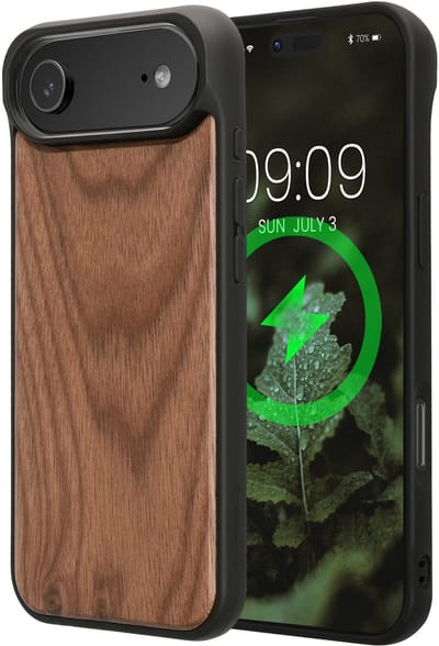 kwmobile Echt Houten Beschermhoes voor Apple iPhone Air – Hout & TPU Cover – donkerbruin hout
