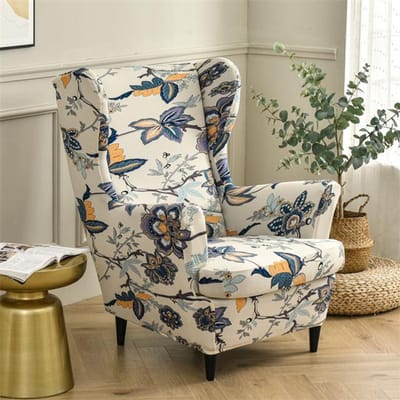 Verenpatroon Vleugelstoelhoes Stretch Spandex Fauteuilhoezen Afneembare Relax-zitbankhoezen met zitkussenhoezen gray
