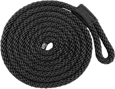 Bootstoottouw Nylon - Aanleglijn Ponton - Veilig Aanmeren - Met Oogje - 2 Meter Lengte - Zwart