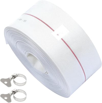 Flexibele tuinslang 1 1/4 inch - 10 meter textielslang met 2 RVS slangklemmen voor irrigatie, tuinieren en landbouw