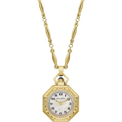 Bulova Rubaiyat Pendant Necklace 97L182 Horloge - Staal - Goudkleurig - Ø 25 mm