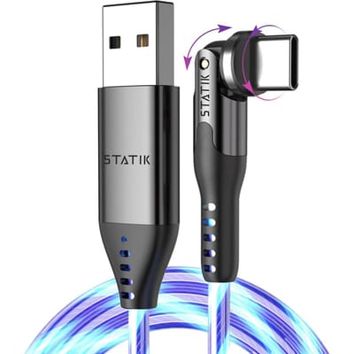 Statik PowerPivot oplaad- en datakabel - 1m - USB-A to USB-C - LED verlichting - 12W