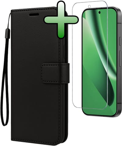 Hoesje Met Screenprotector - Geschikt voor Google Pixel 10a - Luxe Pasjeshouder - Bookcase Portemonee - Flip Case - Kunstleer Book Case - Flipcase - Book Cover - Walletcase - Portemonneehoes - Zwart