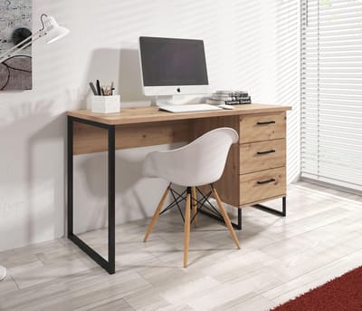 Meubella - Bureau Saturn - Eiken - Zwart - 138 cm