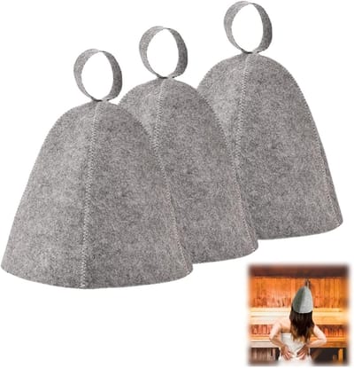 Stijlvolle grijze vilten sauna cap voor mannen en vrouwen - Hoofdbescherming en sauna accessoires