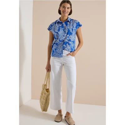 Overhemdblouse met korte mouwen en print