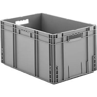 Stapelbak Eurobox MF 6320 - polypropeen - L 600 x B 400 x H 320 mm - 62,3 L  - open handgrepen - grijs