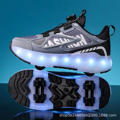 Chaussures Fugitives pour Enfants Quatre Roues Été Garçons Lumineuses Amovibles Filles Étudiant Baskets à Roulettes 40