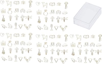 Gouden Paperclips Set - 100 Stuks, 20 Creatieve Vormen, Metalen Clips met Electroplating, Roestvrij - Voor Boekenleggers, Foto’s en Papierorganisatie
