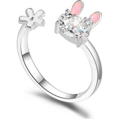 Bague Ouverte Poisson Koi Porte-Bonheur Vintage Pour Femmes Mode Cuivre Plaqué Cuivre Lotus Bleu Lapin Anneaux de Doigt Bijoux de Fête de Mariage resizable