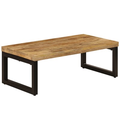 vidaXL - Salontafel - 100x50x35 - cm - massief - mangohout - en - staal