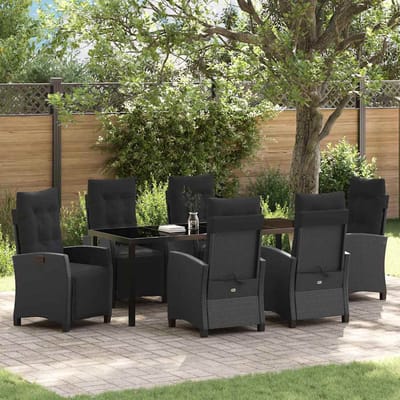 vidaXL Tuin eettafelset 7 st Zwart poly rattan