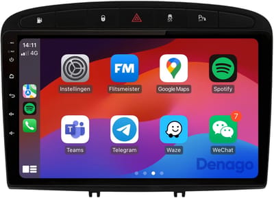 CarPlay autoradio geschikt voor Peugeot 308 & 408 | 2007 t/m 2020 | Android 13 | Draadloos Apple CarPlay & Android Auto | 2GB + 32GB | QuadCore processor | Denago DNG-A242 | 2025 model | 2008 2009 2010 2011 2012 2013 2014 2015 2016 2017 2018 2019
