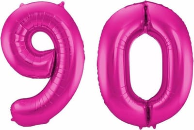 90 jaar verjaardag - Folie ballon cijfers - roze - 88 cm - versiering - feestartikelen