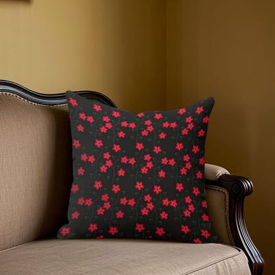 Housse de coussin Jacquard Carré Vigne Écarlate pour Canapé Bureau Coussin lombaire Housse de coussin décorative pour la maison 50x50cm
