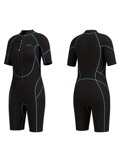 Bovista Wetsuit Dames - Swimsuit - Shorty - Surfpak - Duikpak - Lange Mouw - Zwemsuit - Zwart - XS