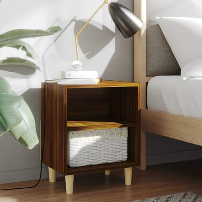vidaXL - Nachtkastje - met - houten - poten - 40x30x50 - cm - bruin - eikenkleur