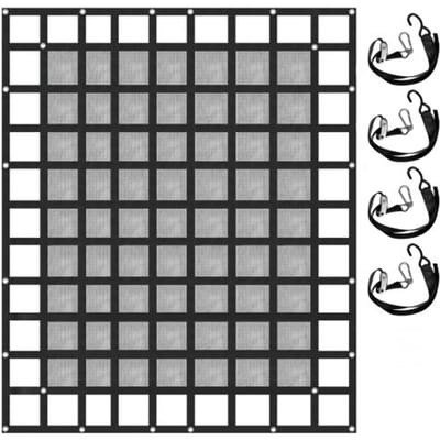 VEVOR Mesh bagagenet, 2,44 m x 2,04 m bagagenet voor laadbakken van pick-up trucks, robuust bagagenet met gespen, S-haken en kruisbanden, bagagenet voor aanhangers, SUV's en jeeps (243,84 cm x 203,24 cm)