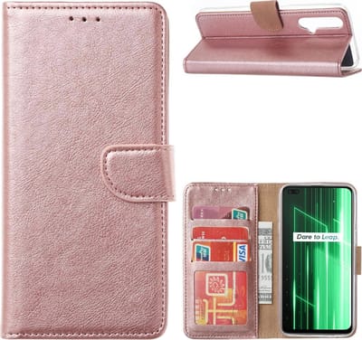 Bookcase Geschikt voor: Xiaomi REALME X50 5G - Rose Goud - portemonee hoesje