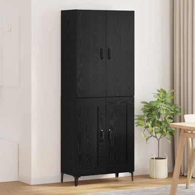 vidaXL - Highboard - Zwart - Eiken - 69,5 - x - 34 - x - 180 - cm - Bewerkt - hout