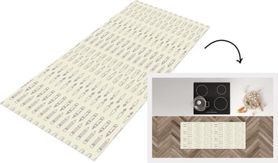 Keukenloper - Loper keuken - Potlood - Patronen - Verfkwast - 120x50 cm - Keukenloper vinyl