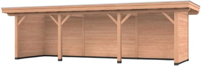 Douglas overkapping, 900 x 300, met achterwand en twee zijwanden, Westwood Vrijbuiter Basic