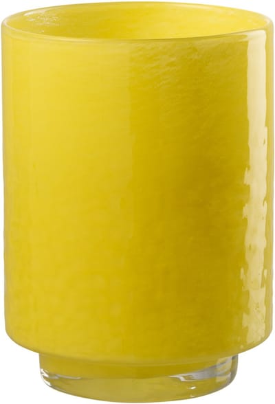 J-Line vaas Cilinder Reliëf - glas - geel - small